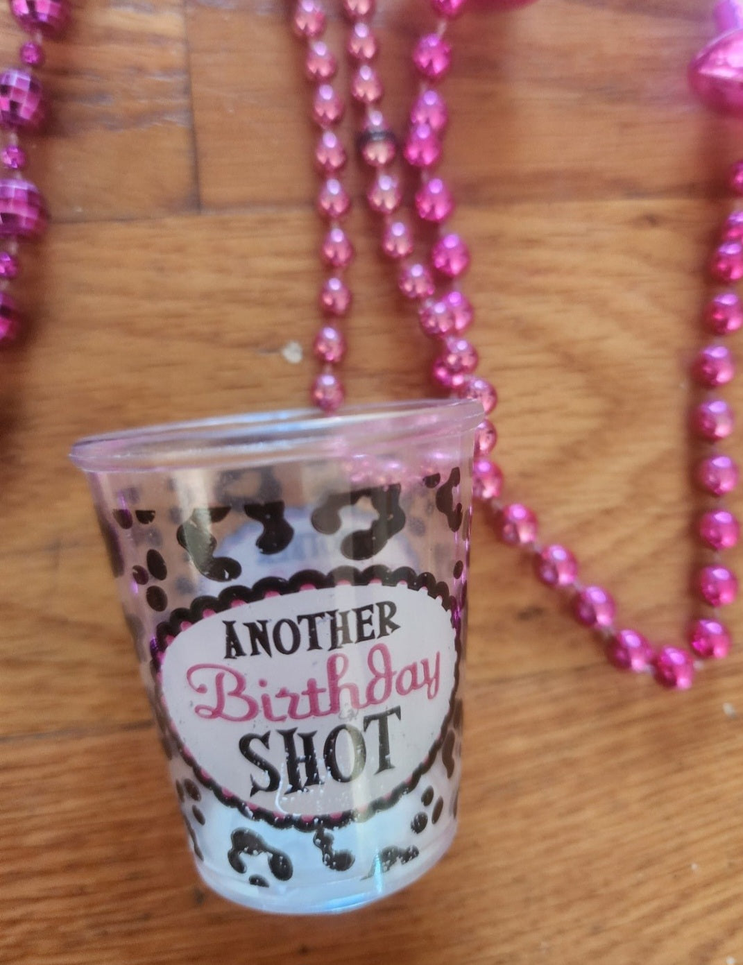 Pink Mardi gras another year fabulous Birthday shot beads Girls night, 4 strands