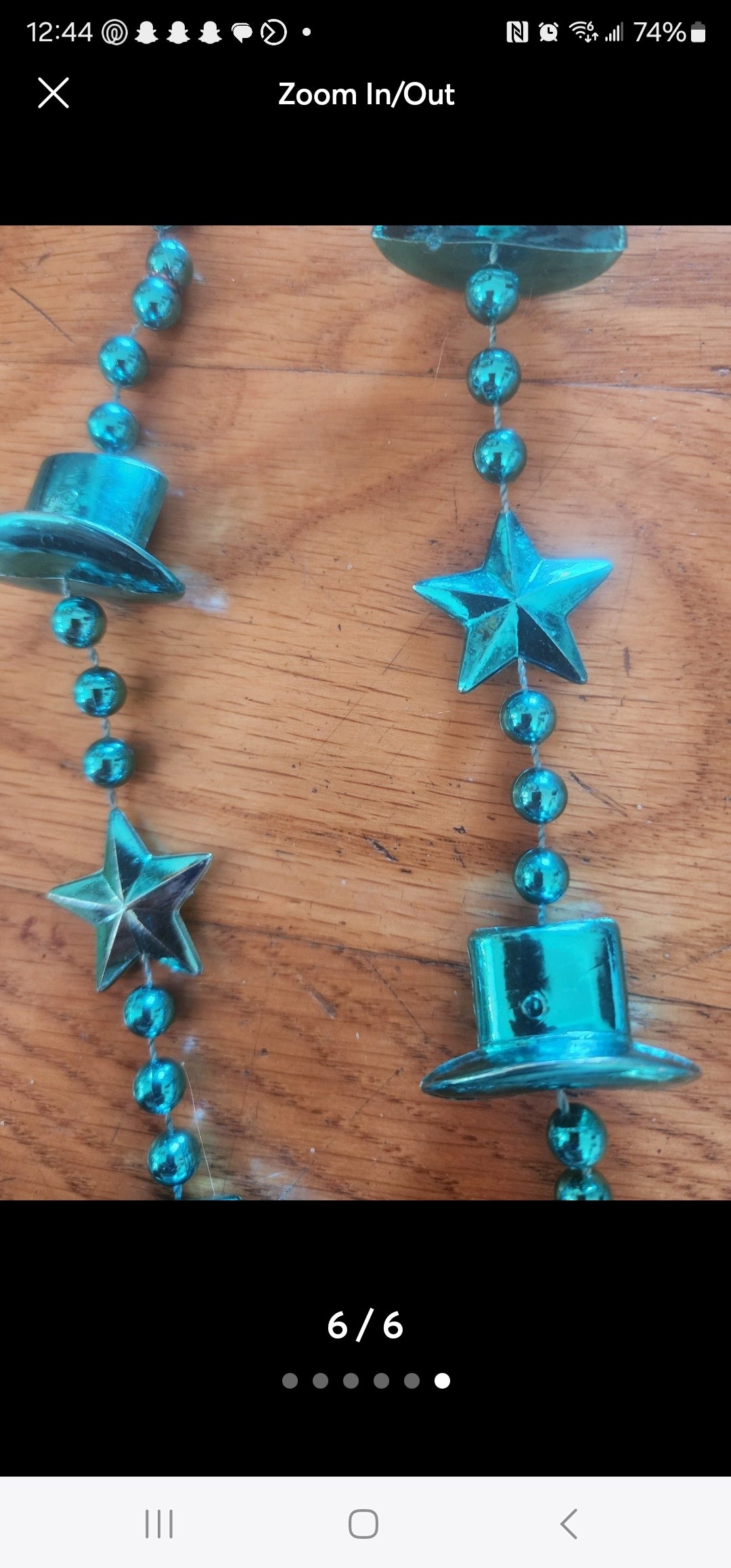 2 Strands Teal Mardi Gras Necklace Harp Top Hat Stars  Beads