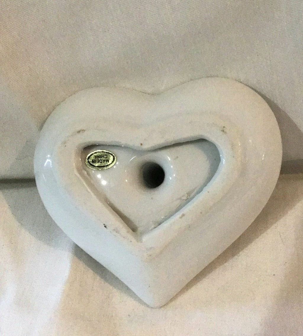 Porcelain Heart Shaped  Tree Ring with Roses