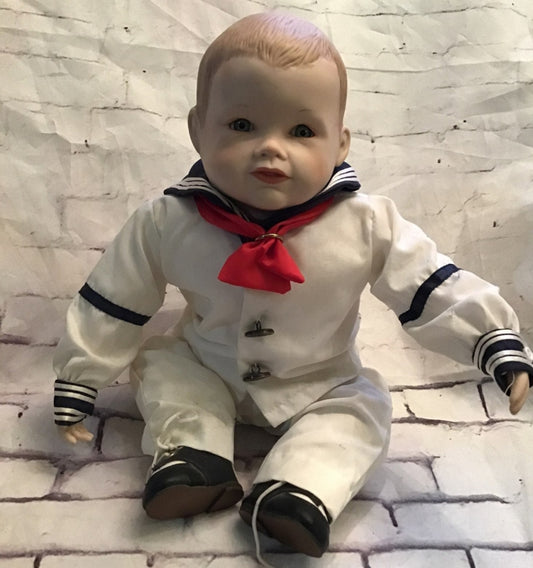 Vintage Porcelain Matthew Sailor Baby Boy Doll