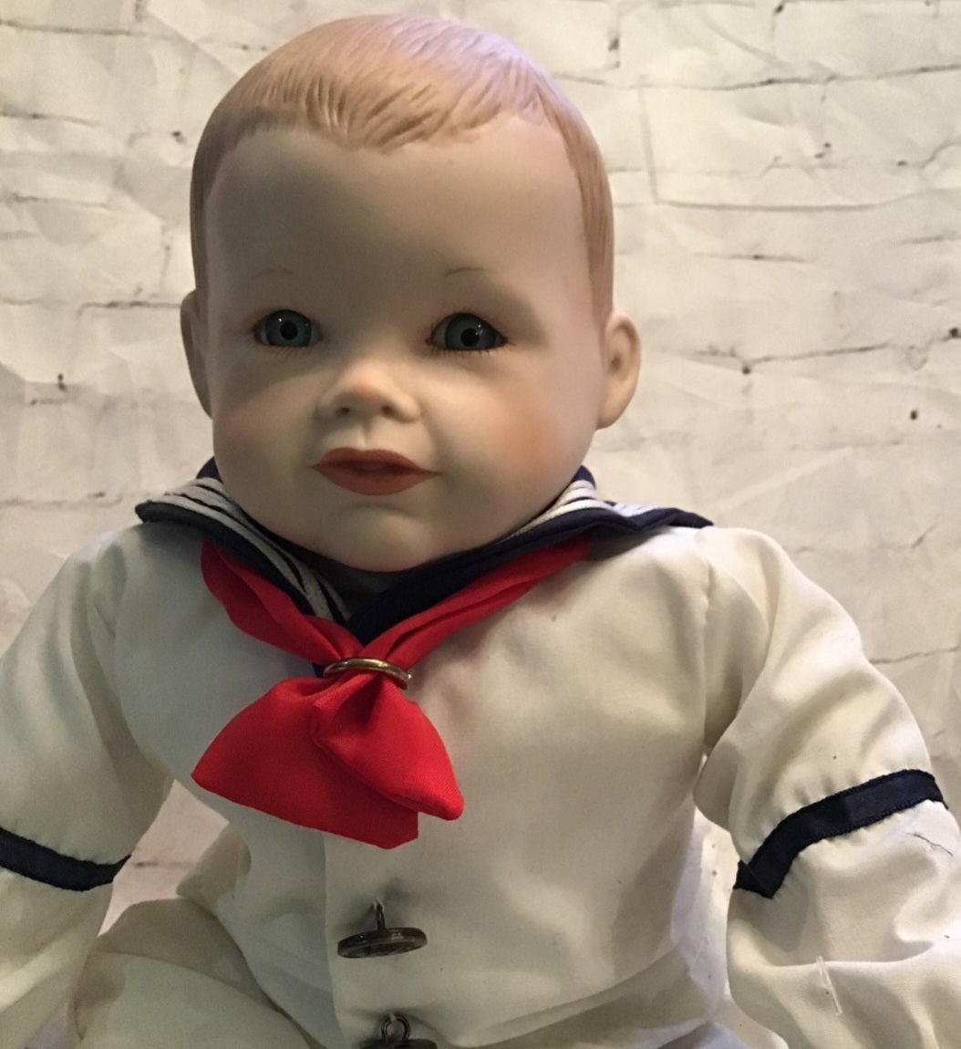 Vintage Porcelain Matthew Sailor Baby Boy Doll