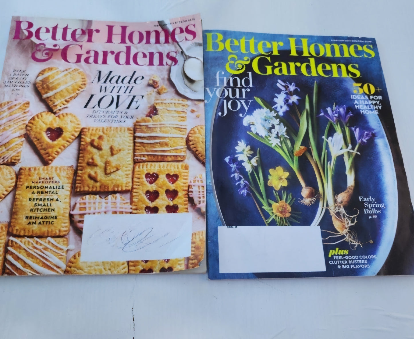 Better Homes & Gardens Magazines February 2019 & 2021 Valentines Love, Joy