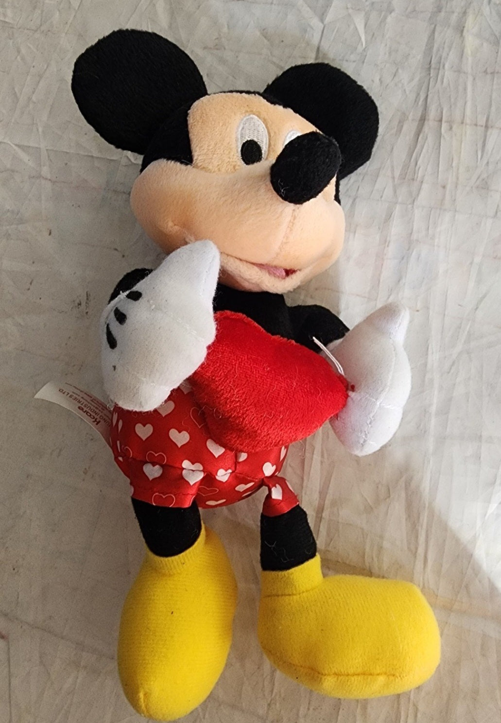 Valentine Mickey Mouse plush doll 11" all decked out in hearts