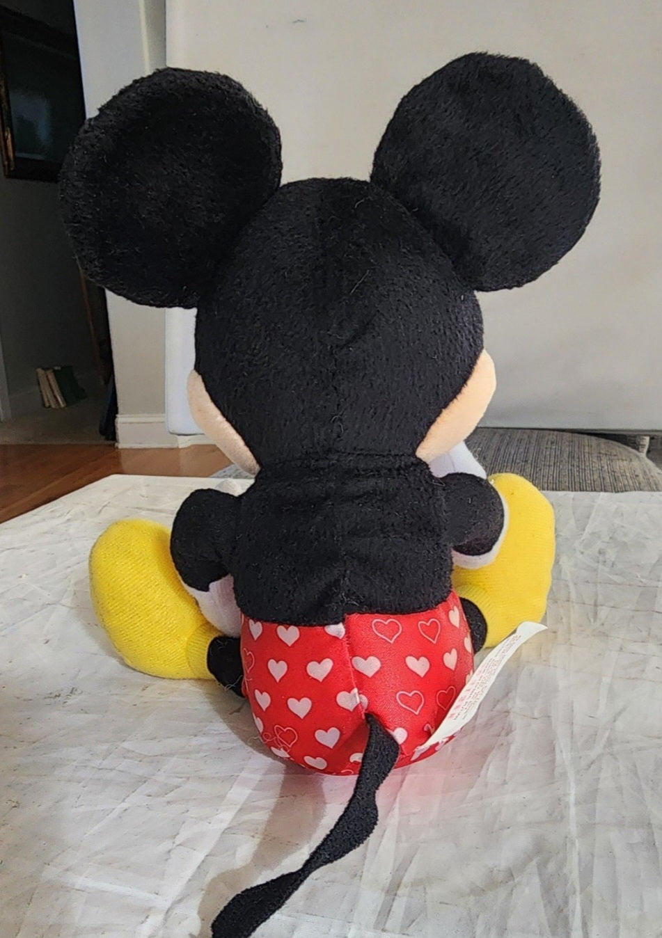 Valentine Mickey Mouse plush doll 11" all decked out in hearts