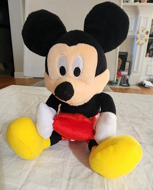 Valentine Mickey Mouse plush doll 11" all decked out in hearts