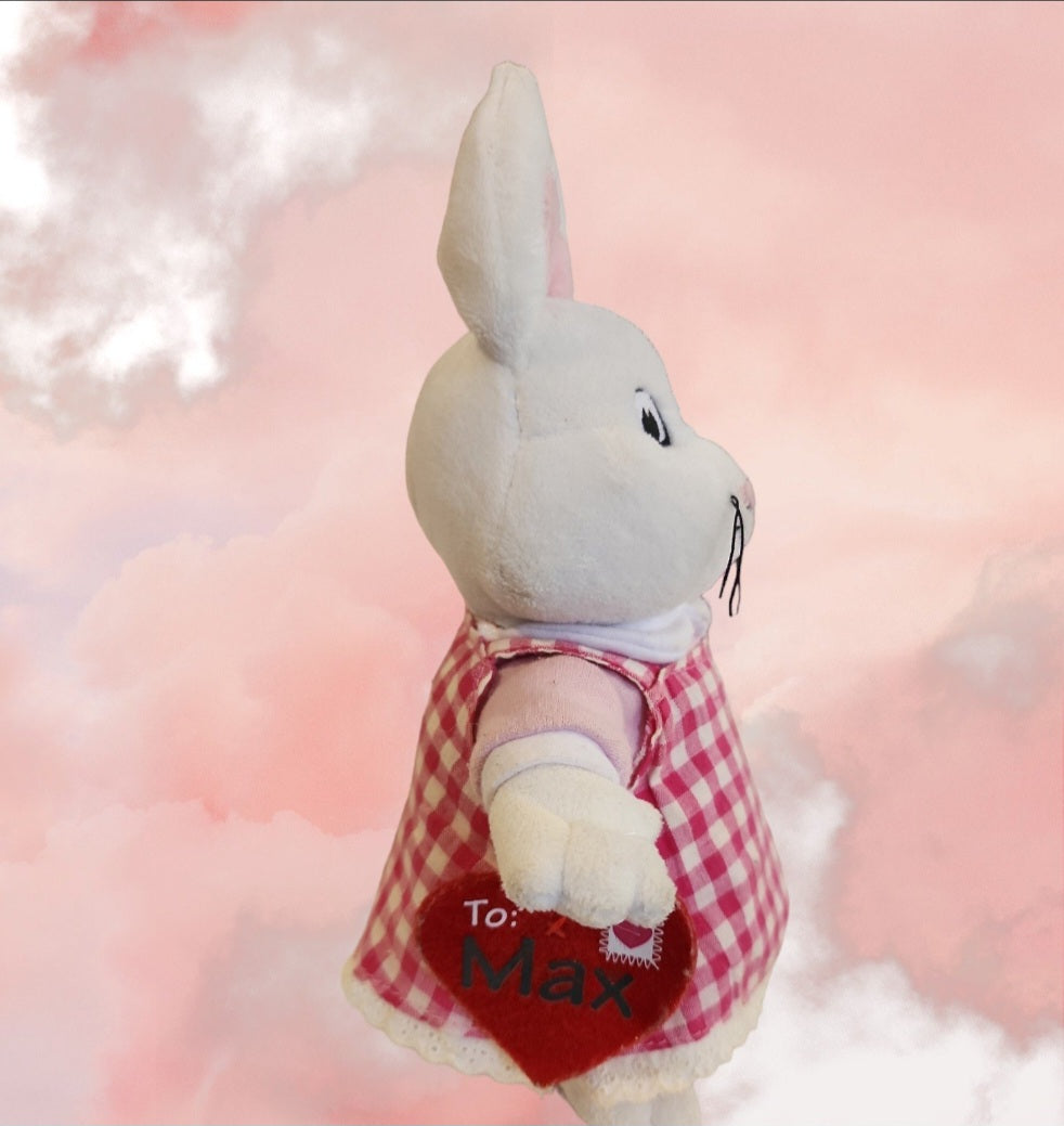 Max & Ruby Story book Rabbit Ruby w/ Valentine 10" Plush Gingham Dress (112)