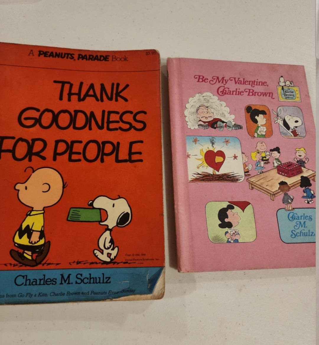 Nostalgic Charlie Brown Book Duo Vintage Charlie Brown Books  Thank Goodness for People, Be my Valentine