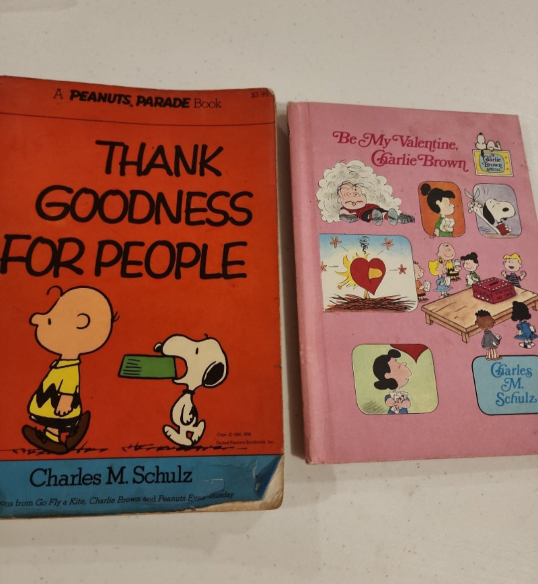 Nostalgic Charlie Brown Book Duo Vintage Charlie Brown Books  Thank Goodness for People, Be my Valentine