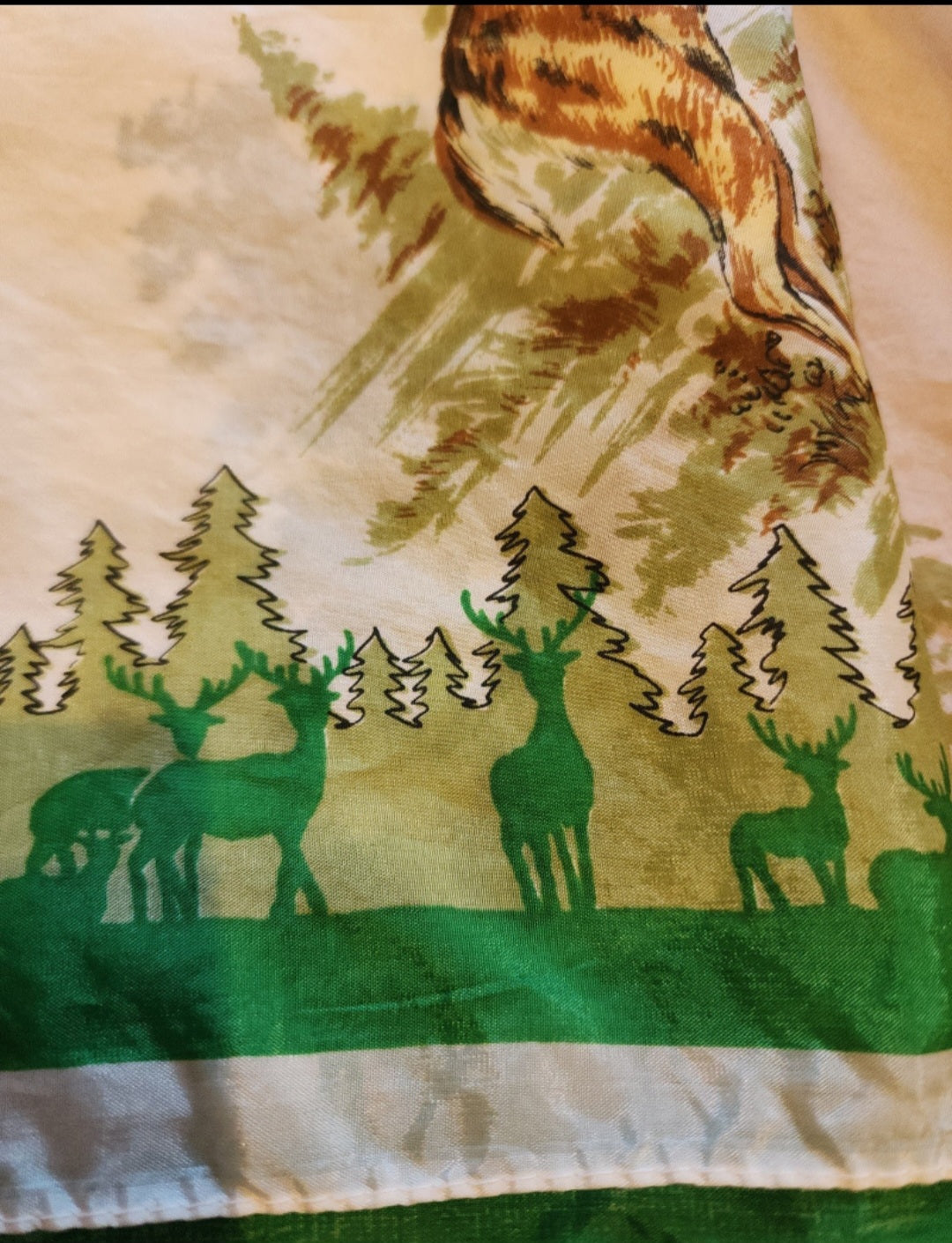 2 Deer Rayon Scarves Vintage Woodland Charm