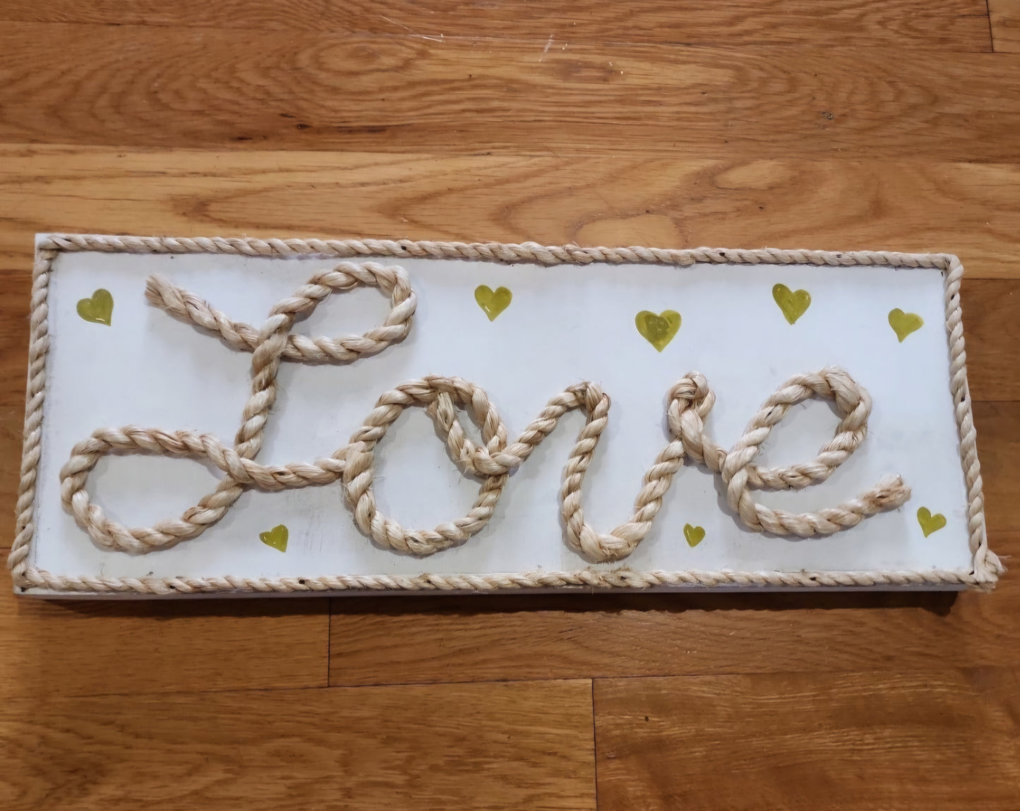 Rustic Rope Love Sign Western with Gold hearts