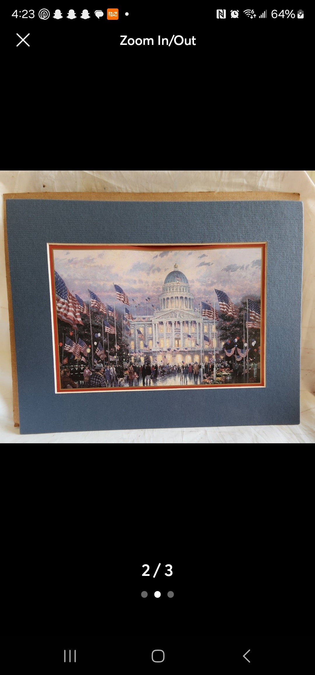 Flags Over the Capitol by Thomas Kinkade Matted Picture Washington DC