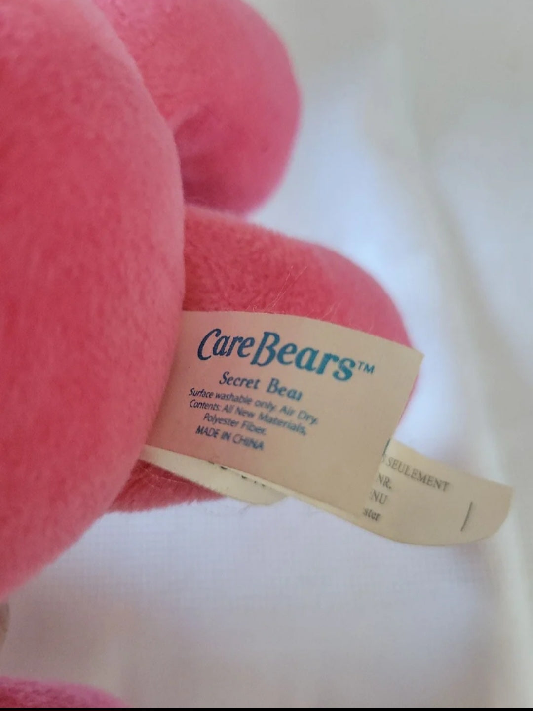 Plush Pink care bear secret bear 2005 with heart lock