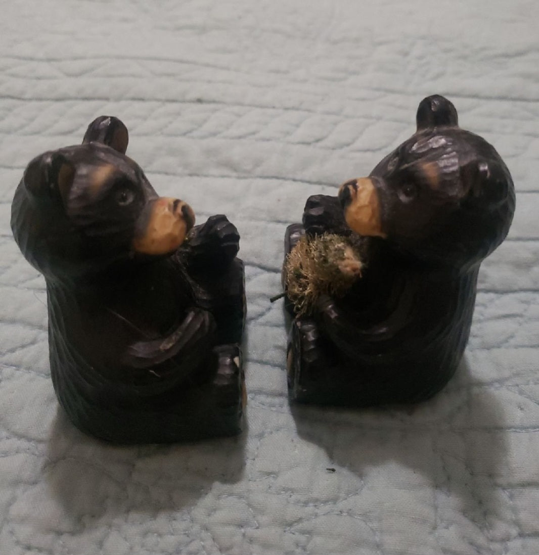 2  Small Woodland Black Bears, bear figurines