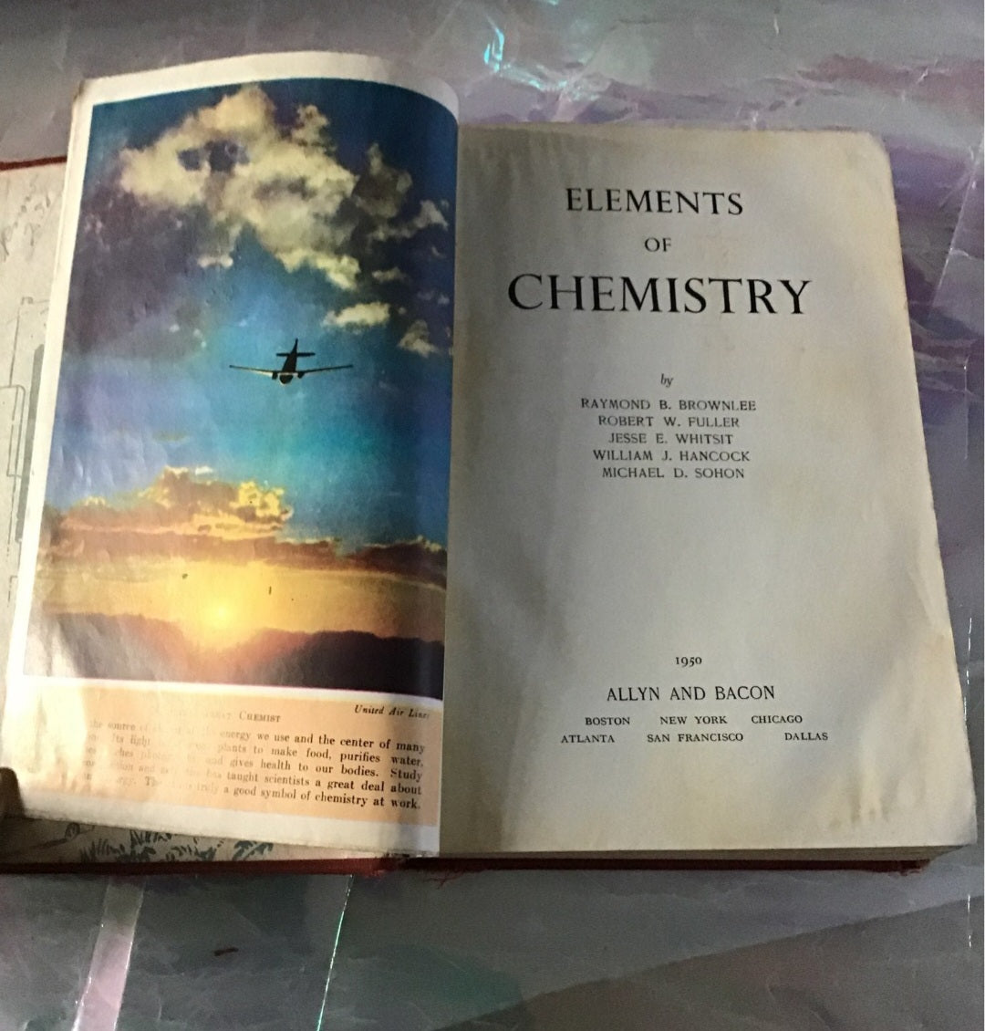 Elements of Chemistry 1950 HB Vintage Textbook