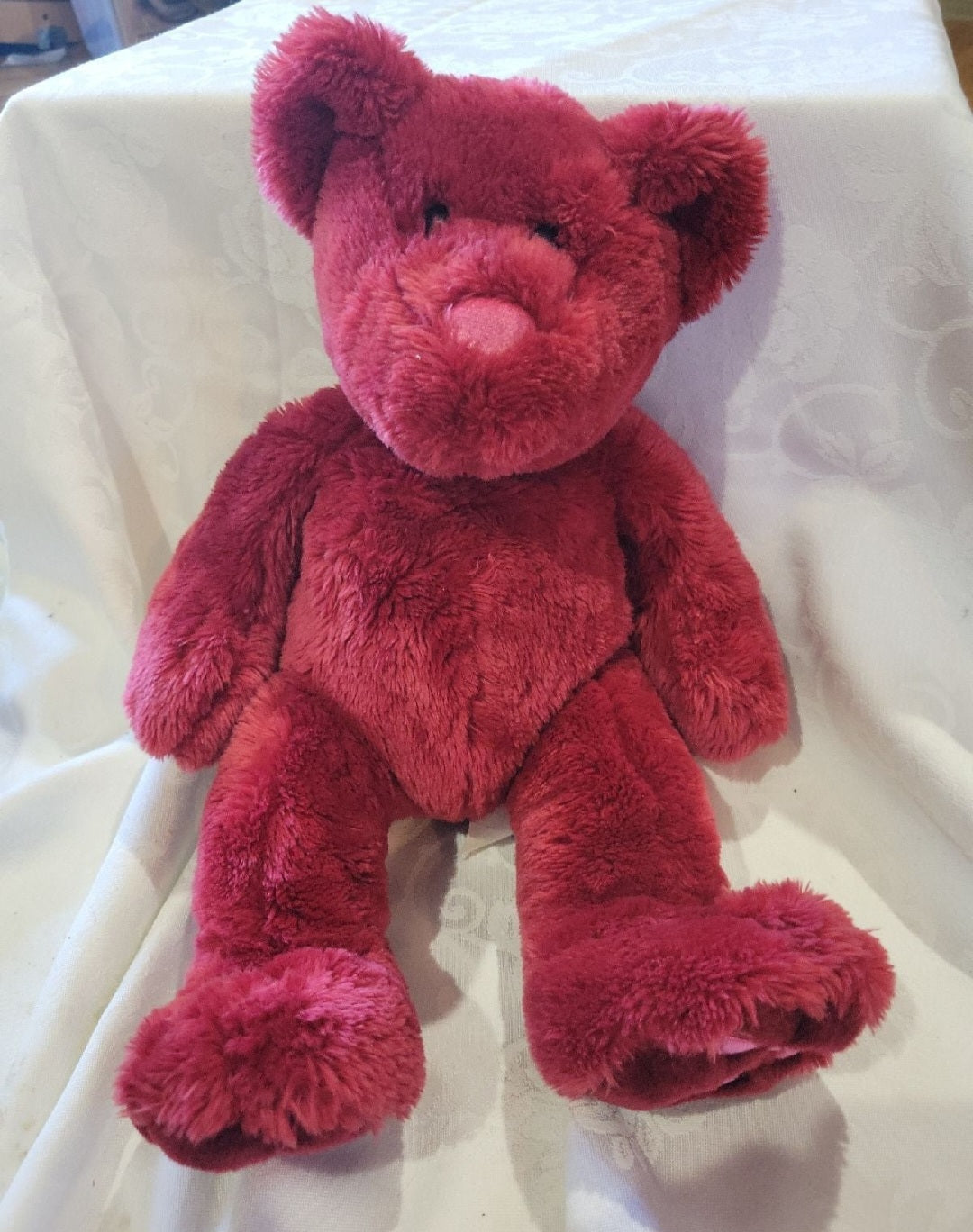 HUGE 17" Dark Pink Heart Plush Bear