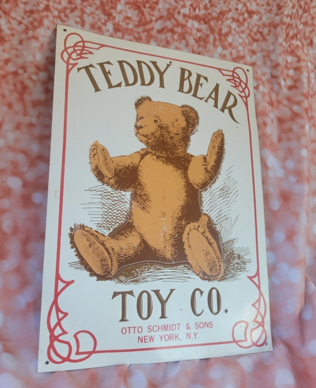 Teddy Bear Toy Co Tin Sign Vintage 10"x14"