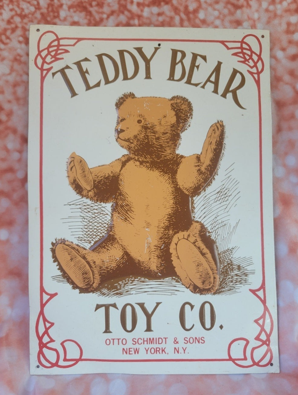 Teddy Bear Toy Co Tin Sign Vintage 10"x14"