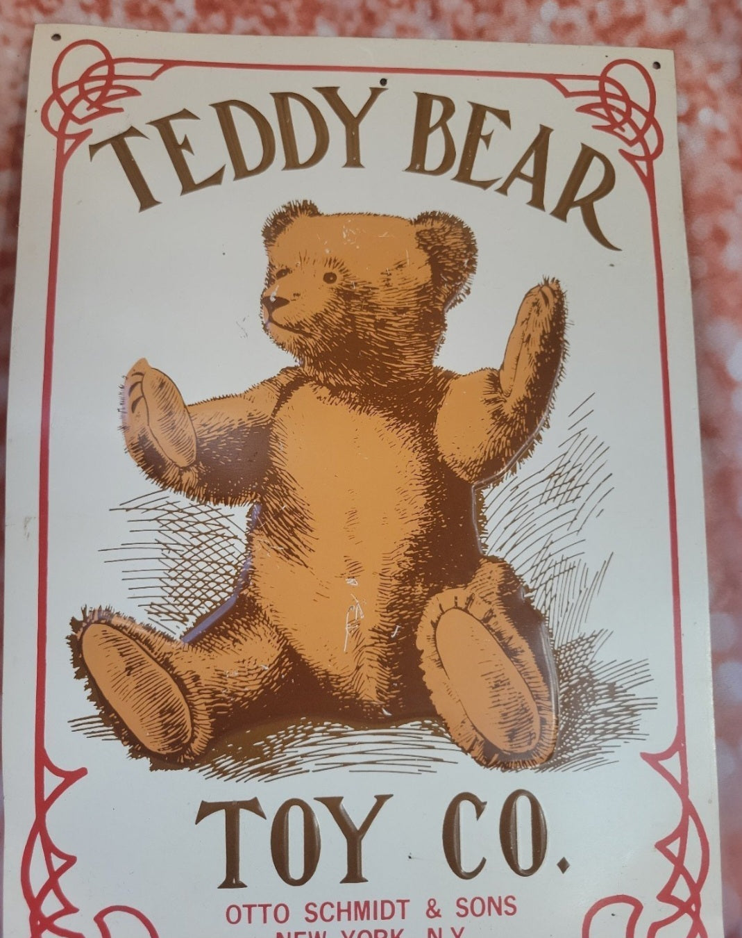 Teddy Bear Toy Co Tin Sign Vintage 10"x14"