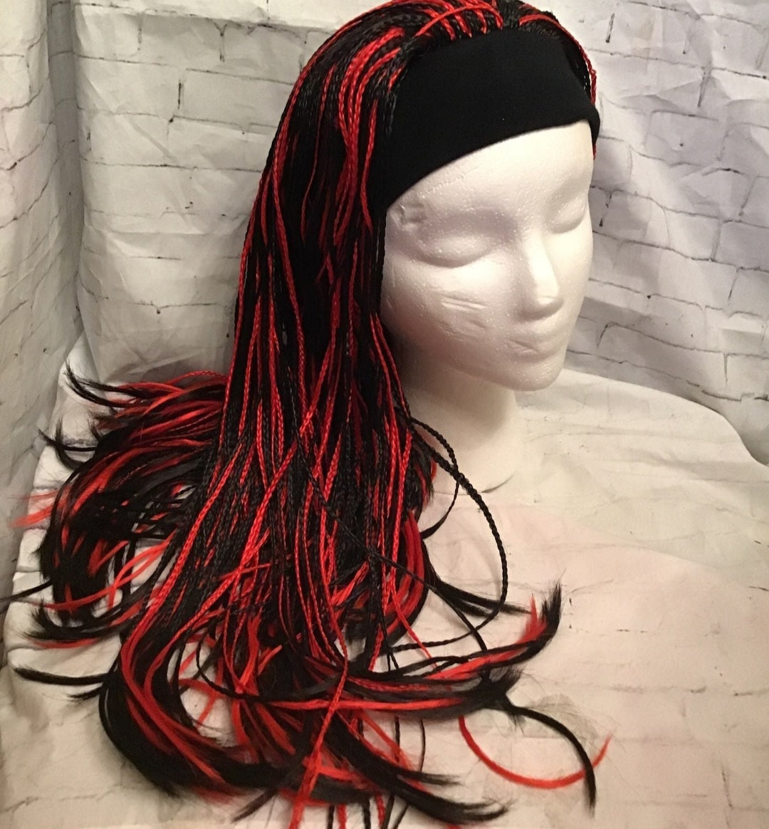 New Red and Black Braided Headband Wig