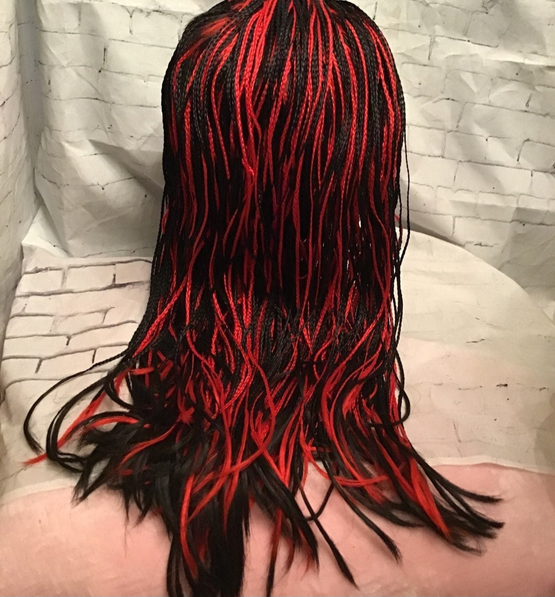 New Red and Black Braided Headband Wig