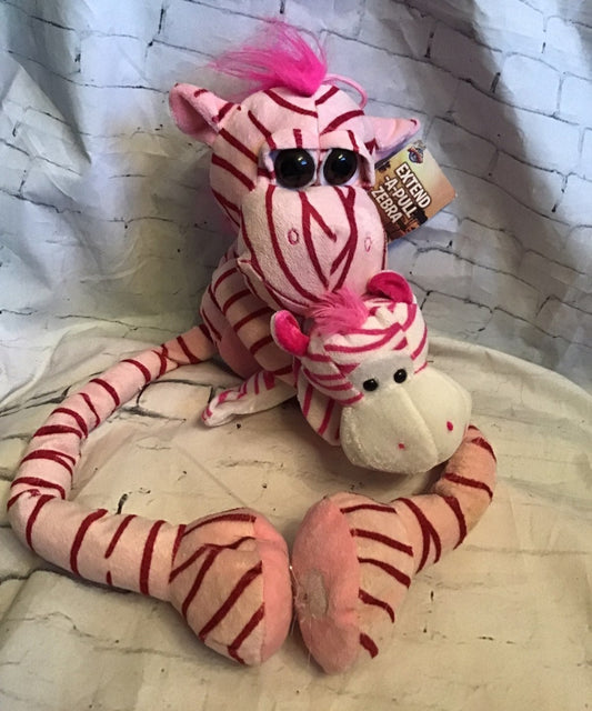 Whimsical Extend-a-Pull Zebra with Cuddly Baby by Adventure Planet