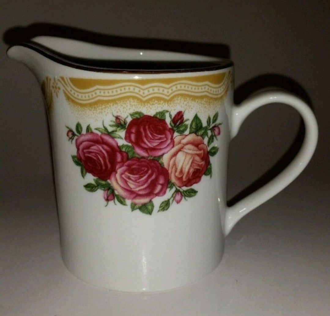 Vintage Farberware China Sydney Roses Sugar Bowl and Creamer Set - Good Condition