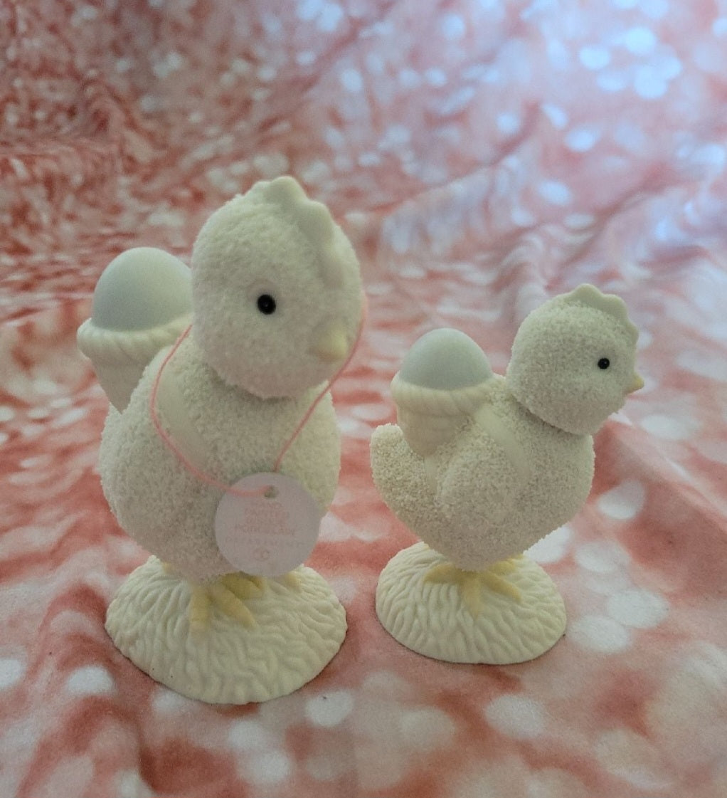 Dept 56 Two Chick Easter 2002 Figurines with bobble heaďs Snowbabies (1005)