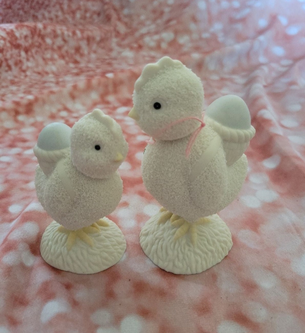 Dept 56 Two Chick Easter 2002 Figurines with bobble heaďs Snowbabies (1005)