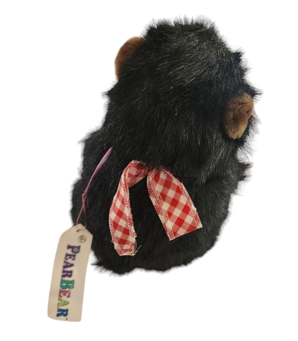 Animal Fair PEAR BEAR Black Bear Long Shaggy Fur Long Nose Bandana & Tag 11"