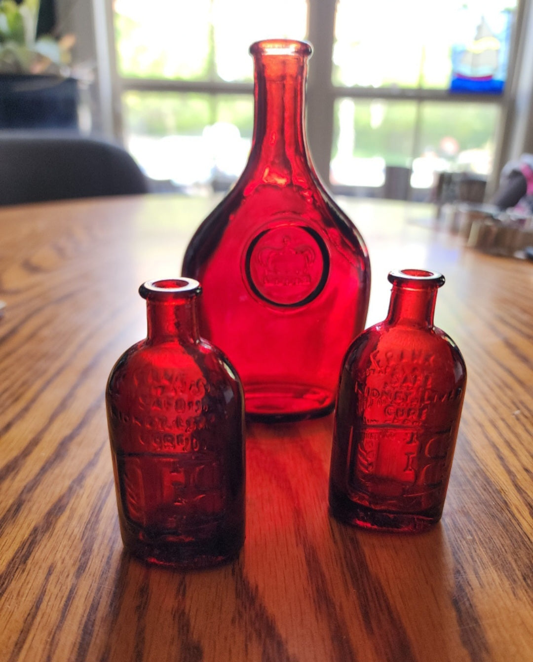 Stunning Vintage Wheaton Red Glass Bottle Collection - Set of 3