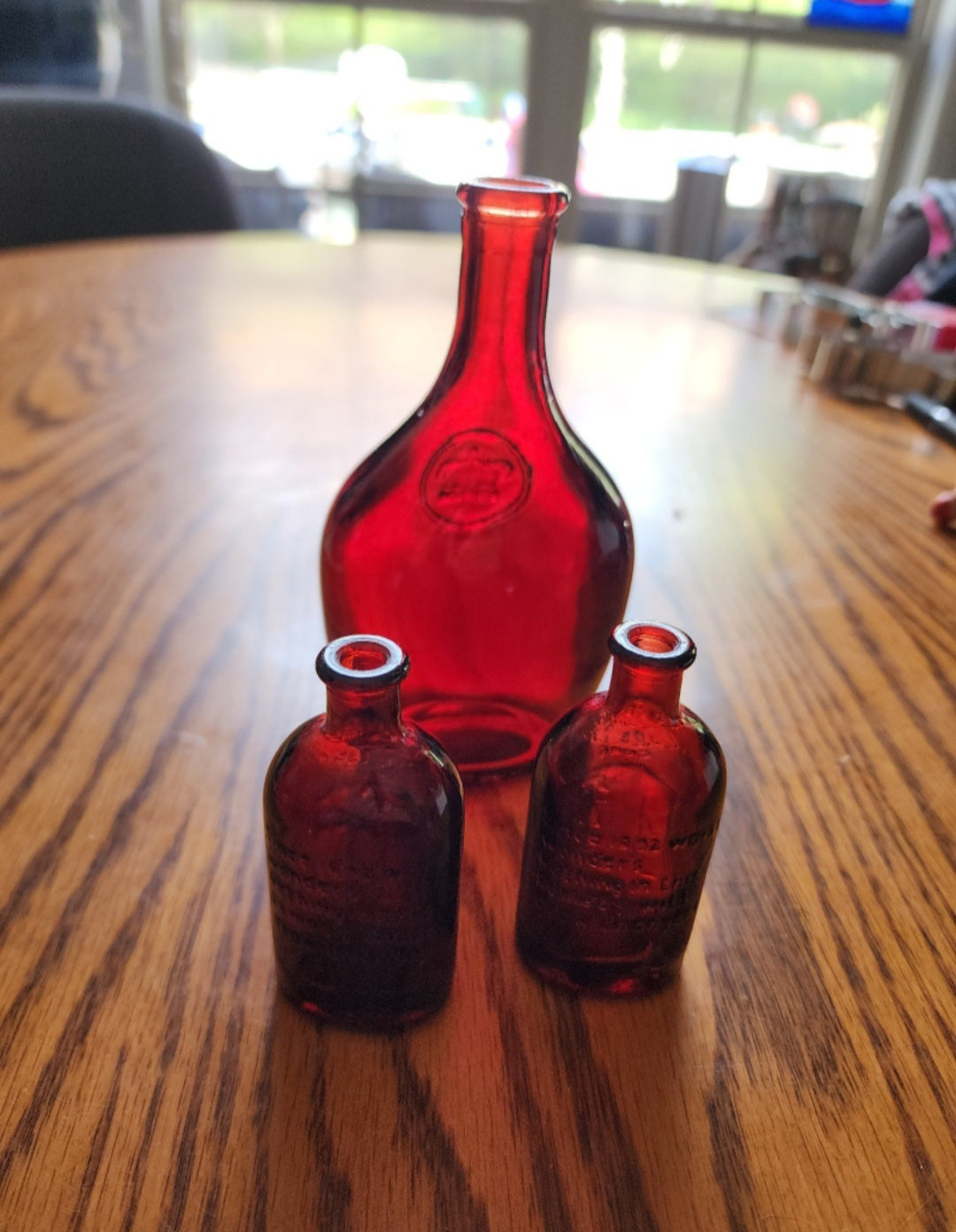 Stunning Vintage Wheaton Red Glass Bottle Collection - Set of 3