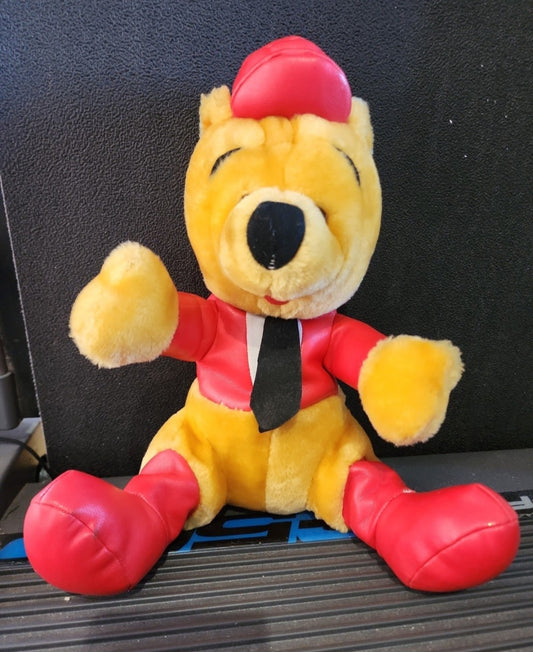 Rare Winnie the Pooh plush Bear in Red racing outfit 10"