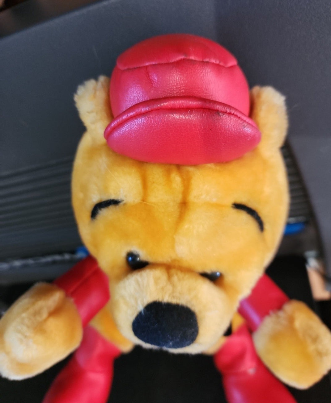 Rare Winnie the Pooh plush Bear in Red racing outfit 10"