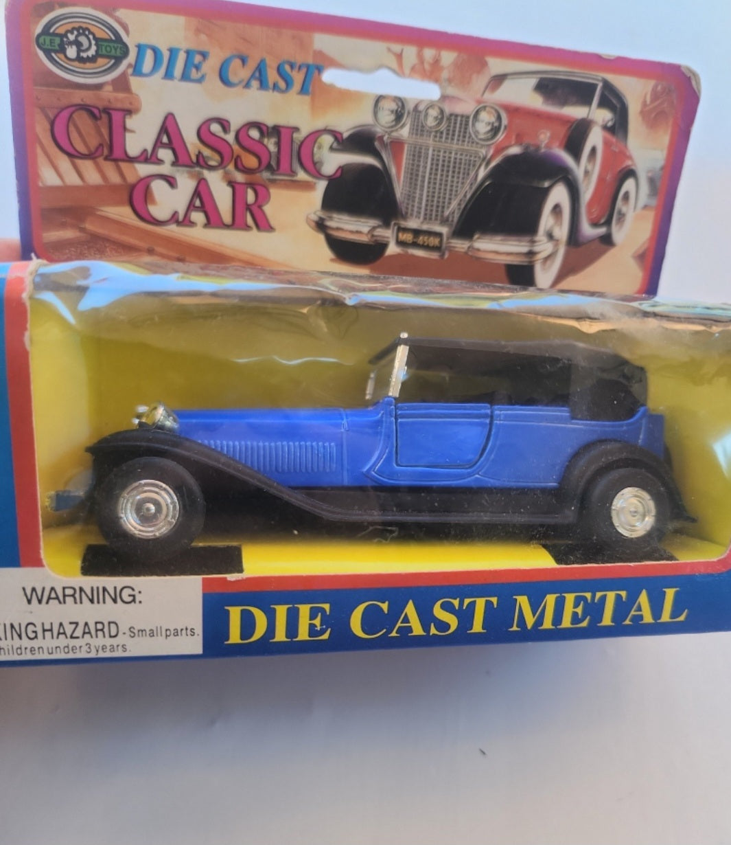 Vintage JE Toys, Diecast Metal Classic Car, aprox.  4.50" Long by J.E. Toys Pull