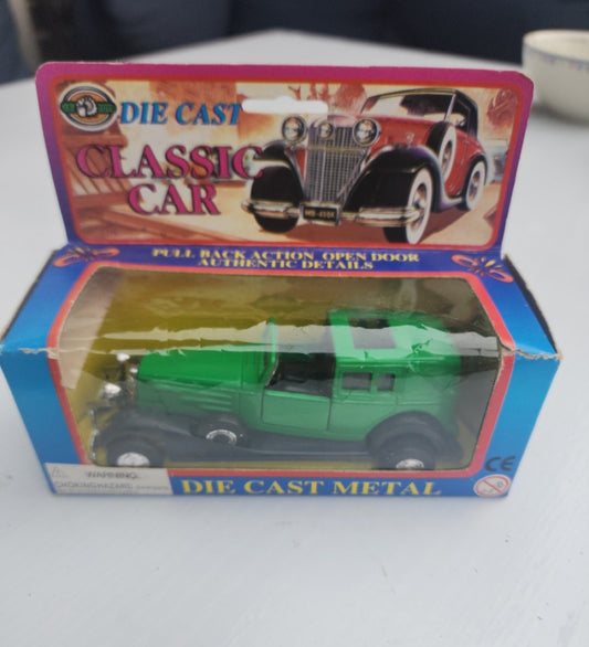 Vintage JE Toys, Diecast Metal Classic Car, 4.50" Long Pull Back by J.E. Toys