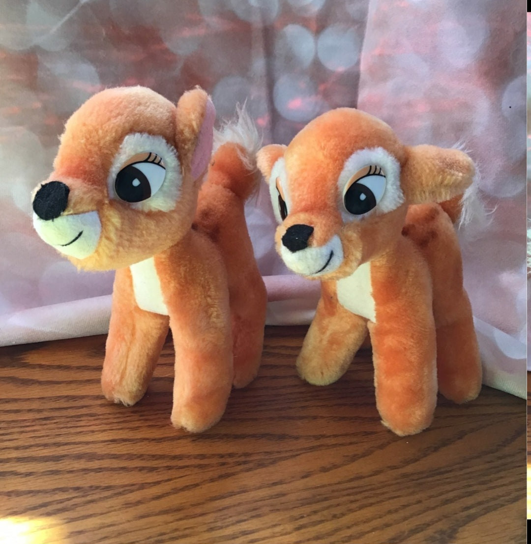 Vintage 2 Walt Disney 7” Bambi Plush Doll