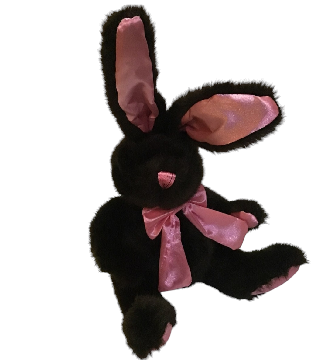 Soft and cuddly plush bunny in chocolate brown and pink, perfect for Easter