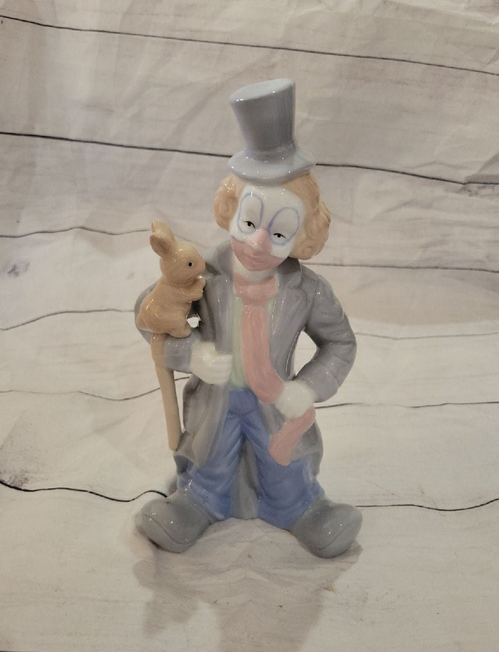 Paul Sebastian Porcelain Clown With Rabbit, Cane, Magician