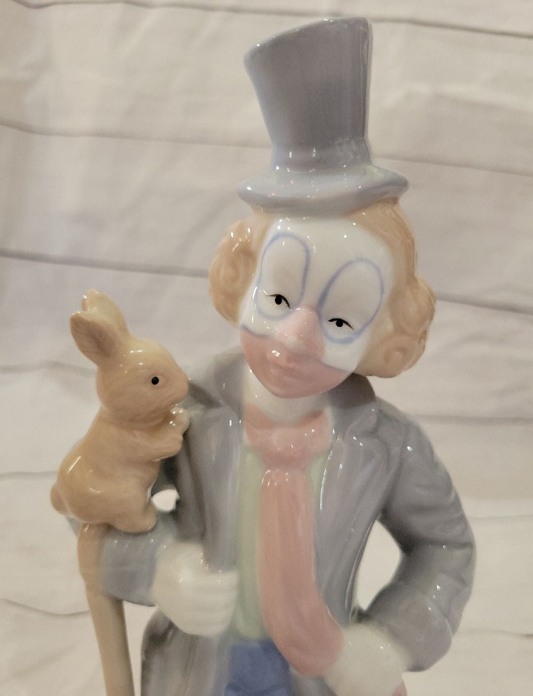 Paul Sebastian Porcelain Clown With Rabbit, Cane, Magician