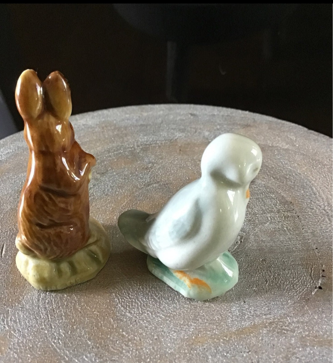 Vintage porcelain minature statues rabbit duck