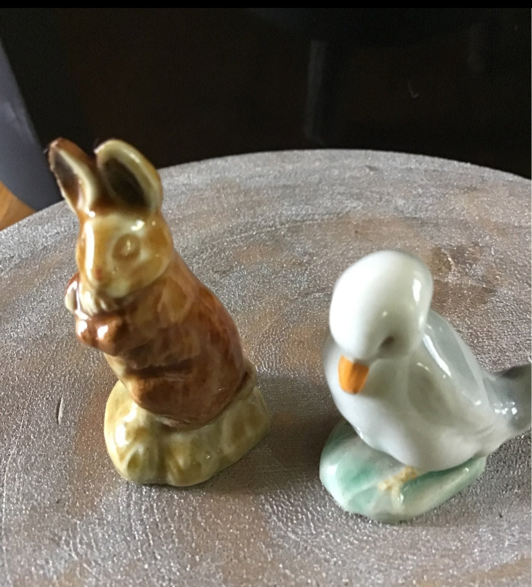 Vintage porcelain minature statues rabbit duck