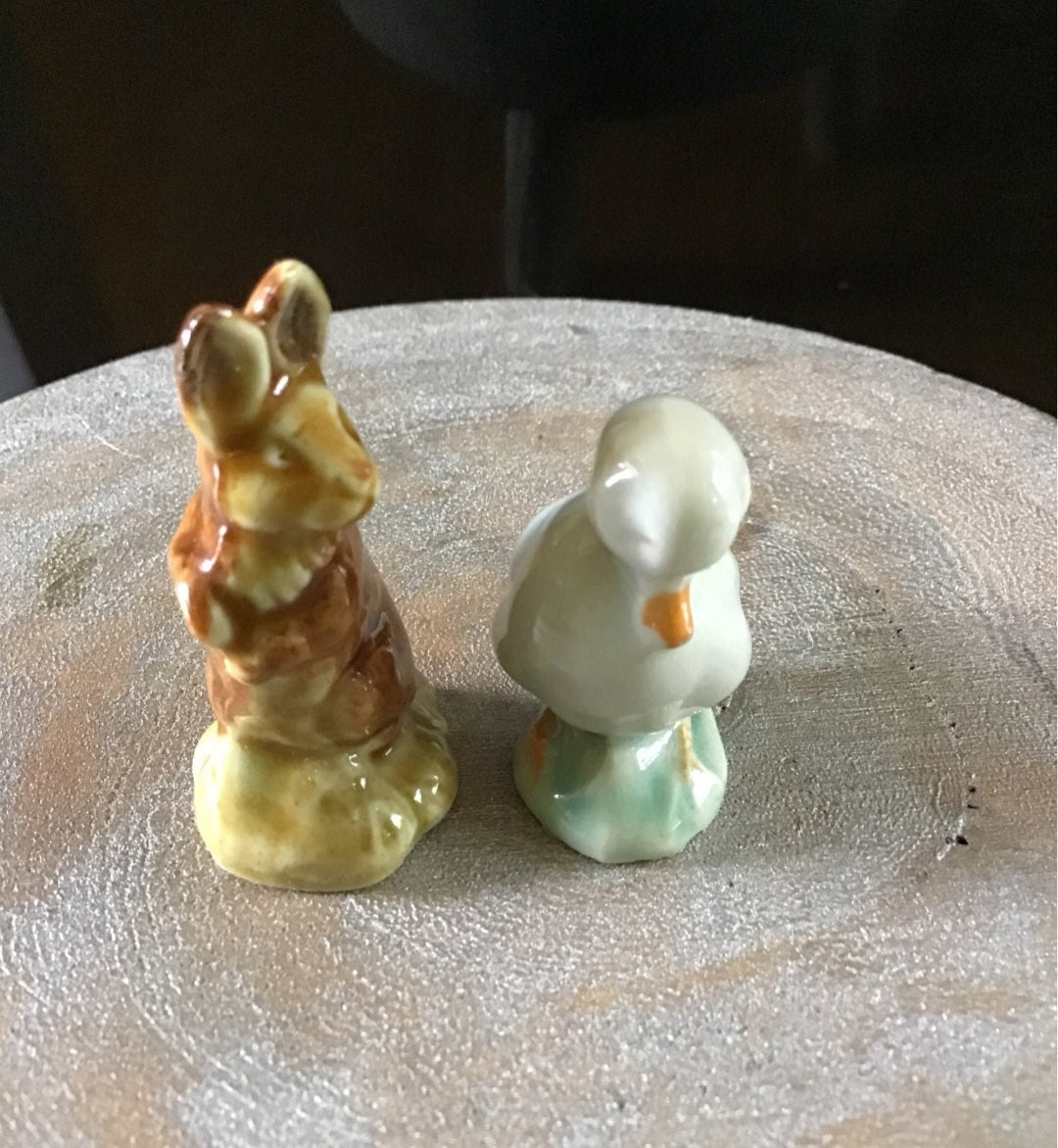 Vintage porcelain minature statues rabbit duck