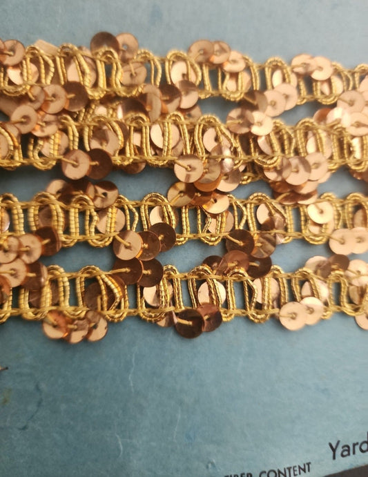 Vintage 1970s Gold Sequin Trim - 2 Yards