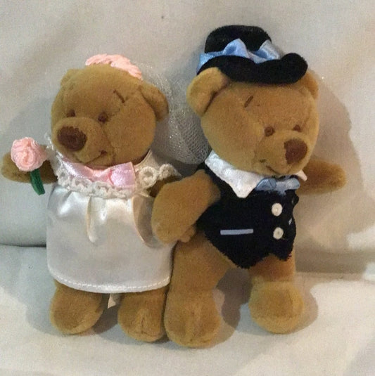 Groom and Bride Wedding Teddy Bears 5” Cuddle Factory