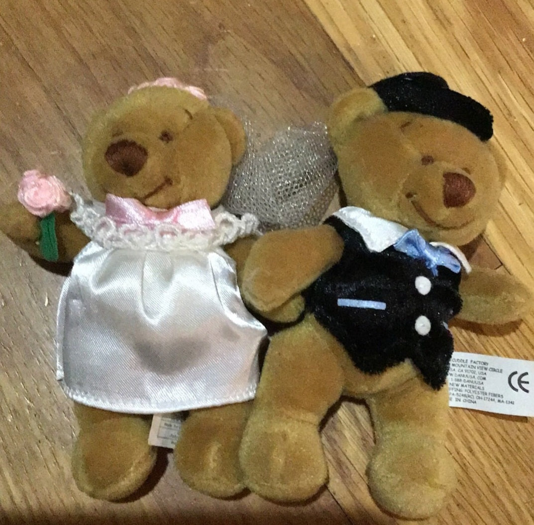 Groom and Bride Wedding Teddy Bears 5” Cuddle Factory