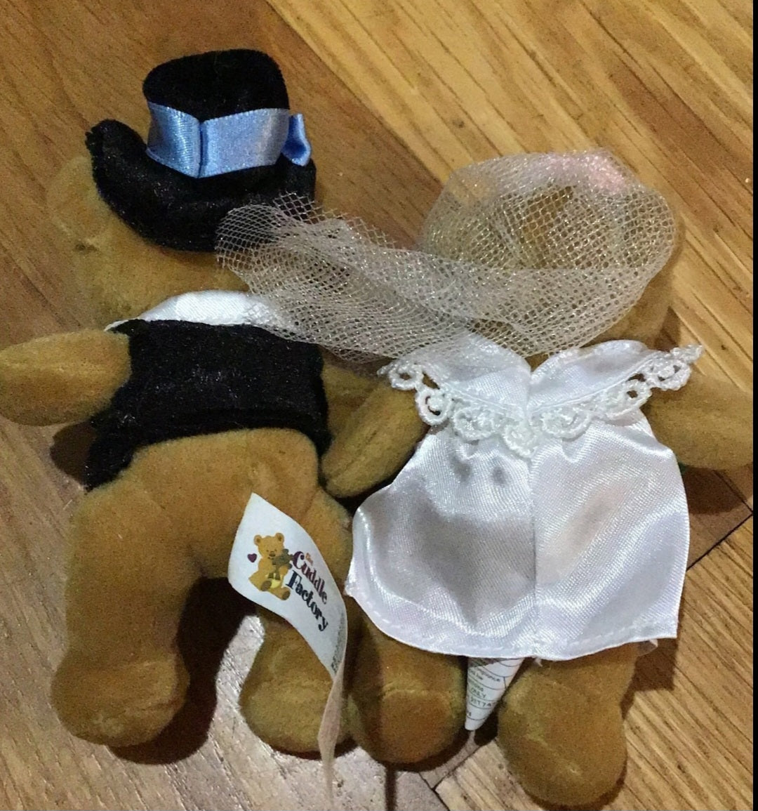 Groom and Bride Wedding Teddy Bears 5” Cuddle Factory