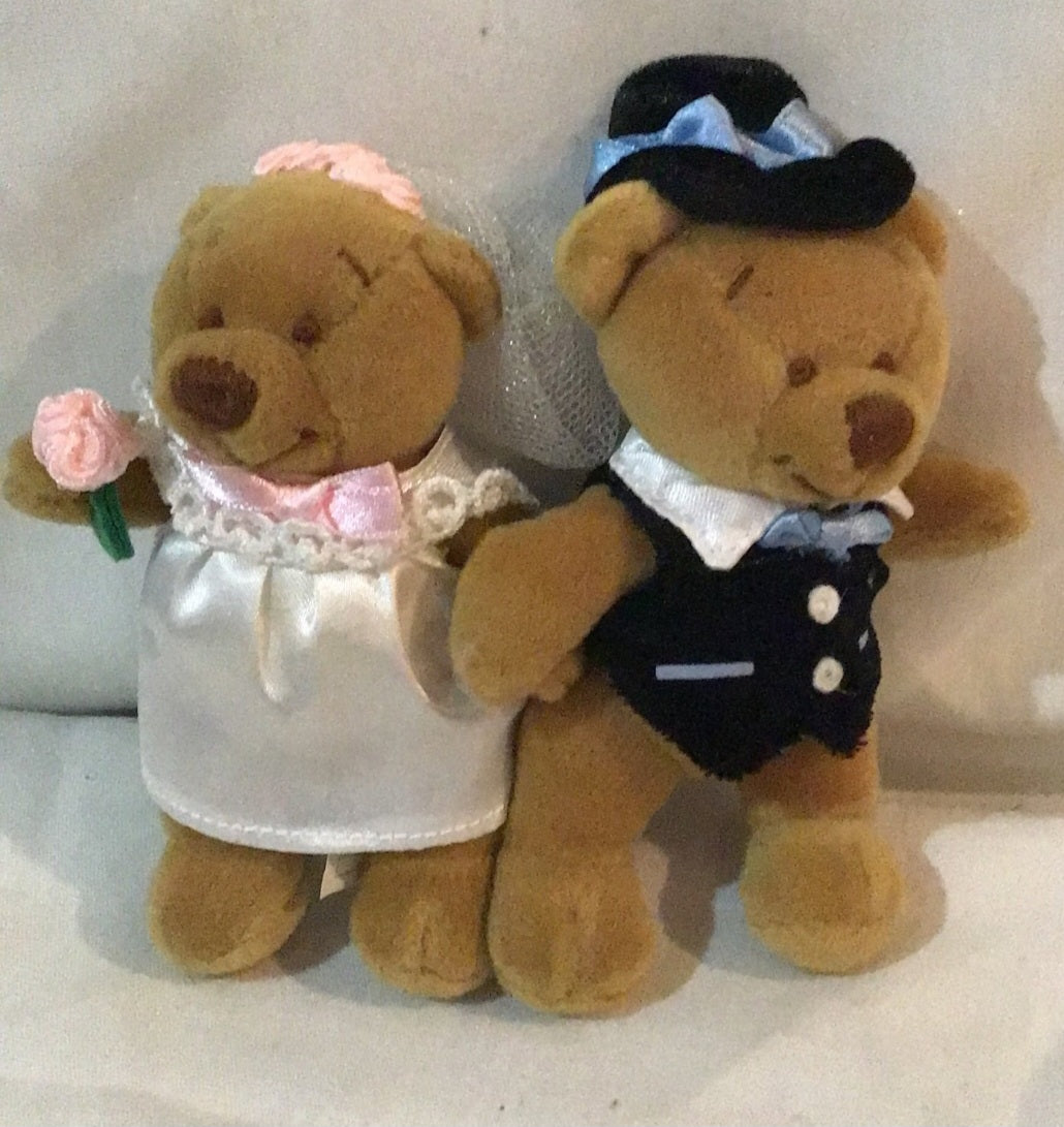 Groom and Bride Wedding Teddy Bears 5” Cuddle Factory