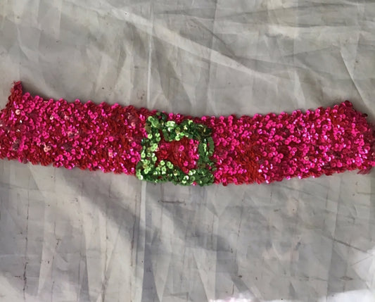 Vintage Sequin belt with lots of stretch neon pink & green