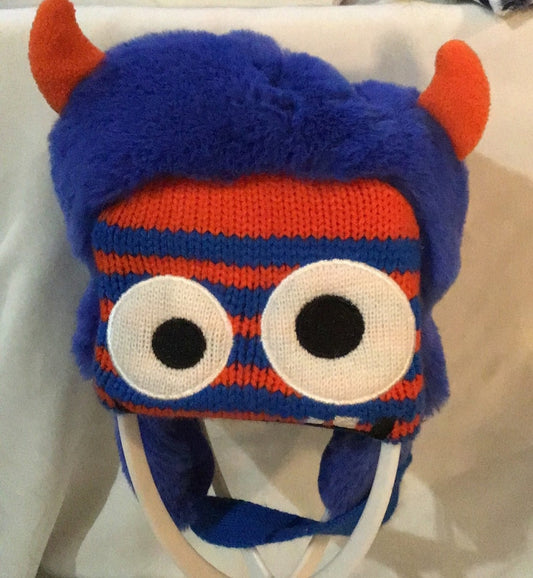 Boys warm Blue Monster Hat very soft 12-24m