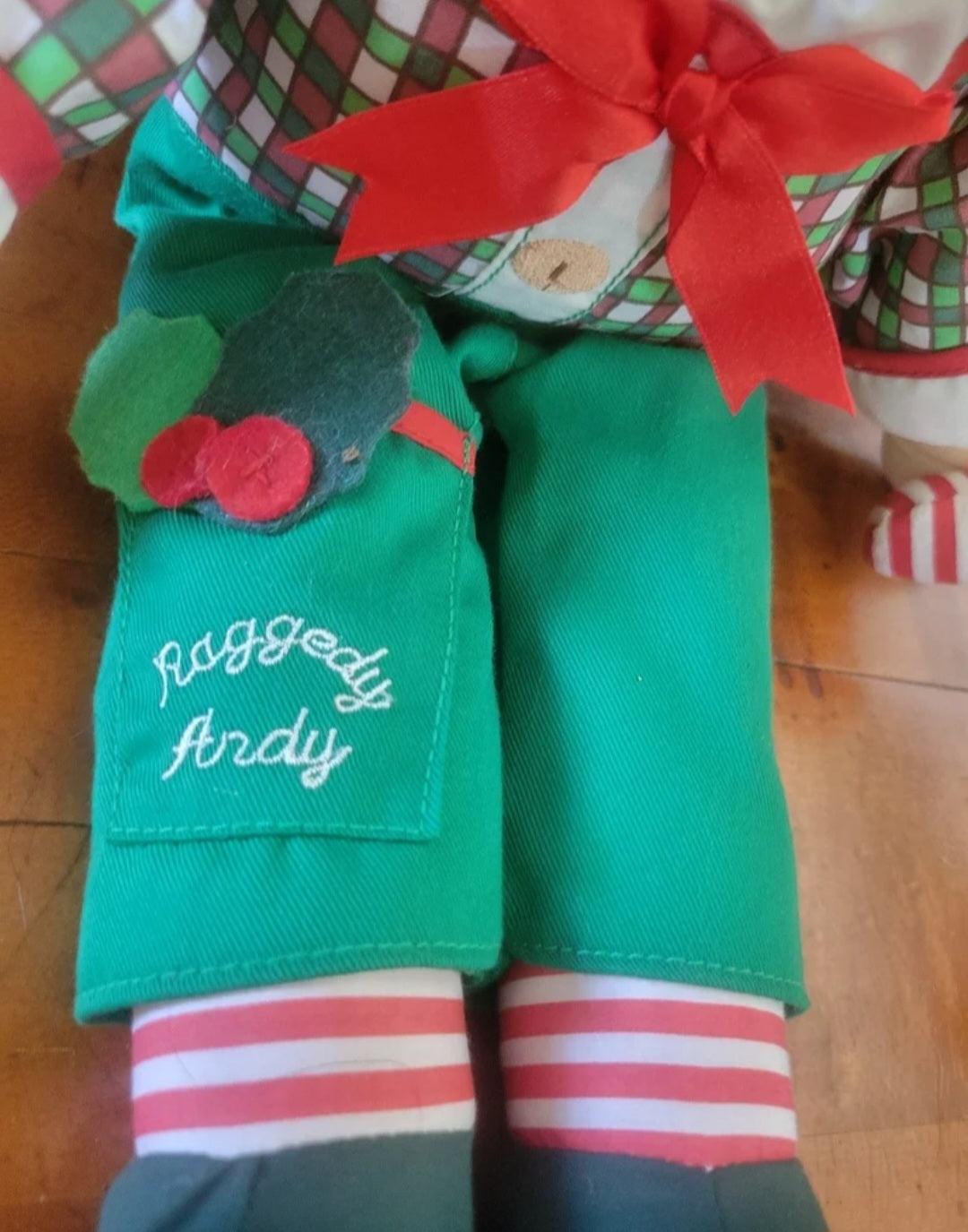 Raggedy Andy Christmas Edition Holiday Doll, 18", 2007.  Features a candy cane